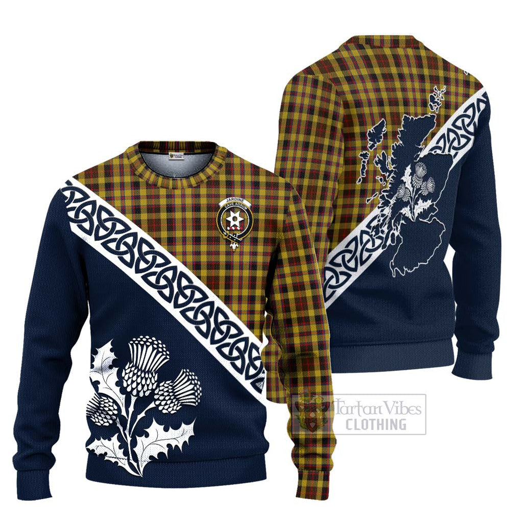 Tartan Vibes Clothing Jardine Tartan Knitted Sweater Featuring Thistle and Scotland Map