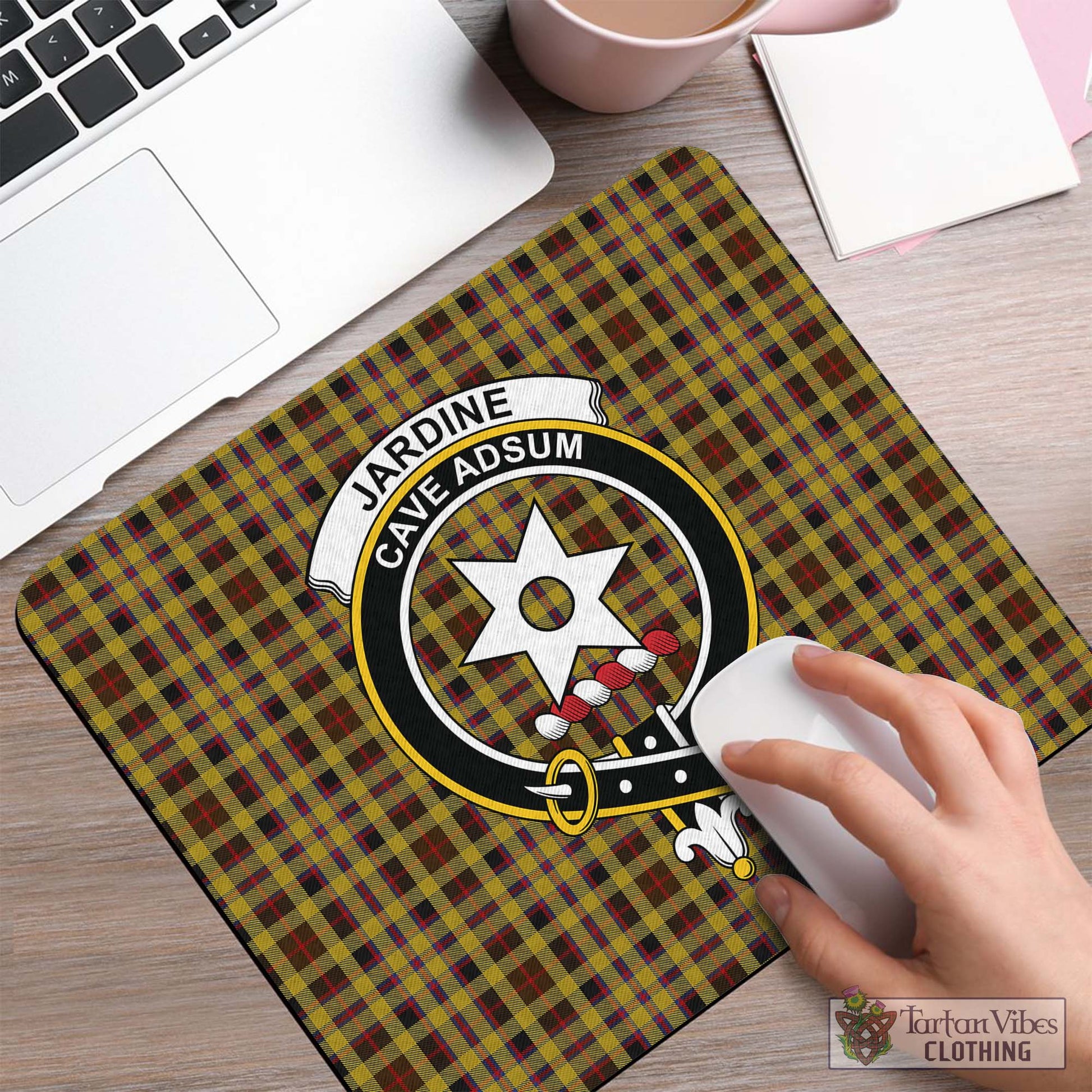 Tartan Vibes Clothing Jardine Tartan Mouse Pad with Family Crest