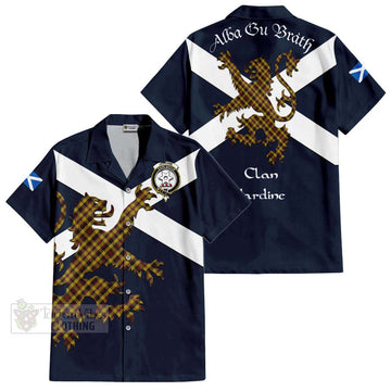 Jardine Tartan Lion Rampant Short Sleeve Button Shirt  Proudly Display Your Heritage with Alba Gu Brath and Clan Name