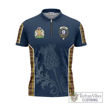 Jardine Tartan Zipper Polo Shirt with Family Crest and Scottish Thistle Vibes Sport Style