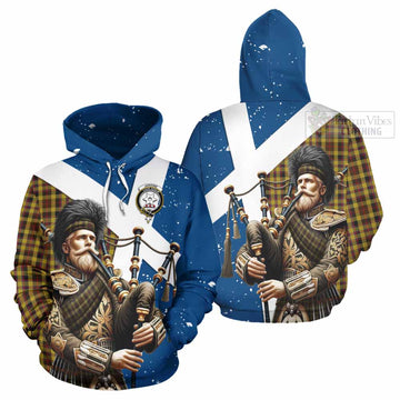 Jardine Tartan Hoodie with Family Crest Scottish Bagpiper Vibes