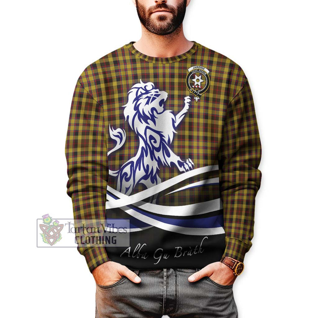 Jardine Tartan Sweatshirt with Alba Gu Brath Regal Lion Emblem Unisex - Tartanvibesclothing Shop