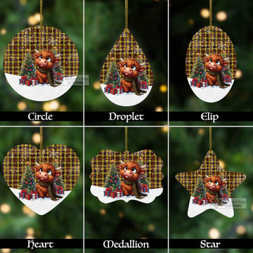 Jardine Tartan Christmas Aluminium Ornament with Adorable Highland Coo