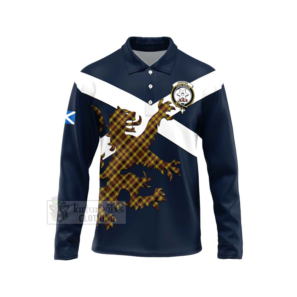 Tartan Vibes Clothing Jardine Tartan Lion Rampant Long Sleeve Polo Shirt – Proudly Display Your Heritage with Alba Gu Brath and Clan Name