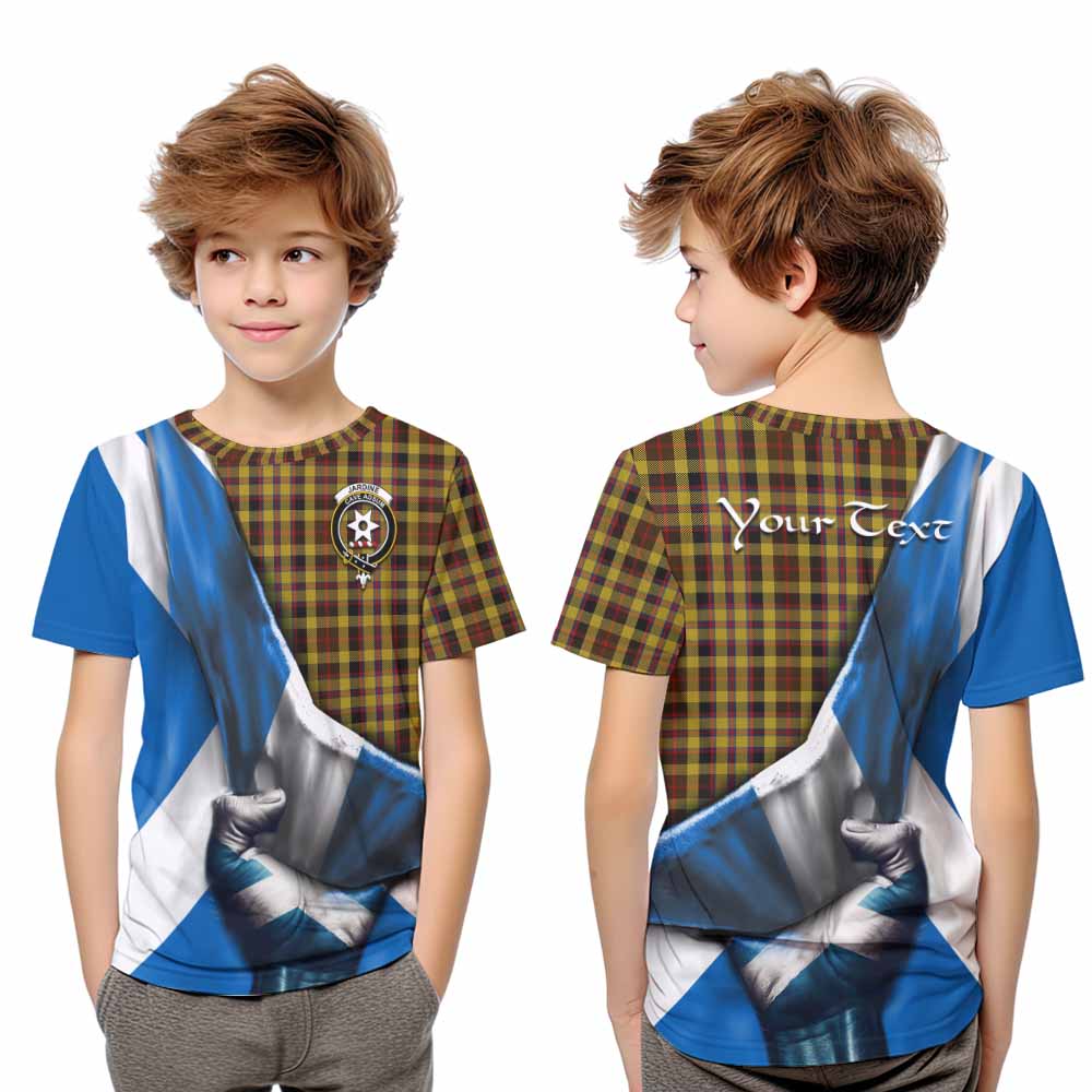 Tartan Vibes Clothing Jardine Tartan Kid T-Shirt with Family Crest Scotland Patriotic Style