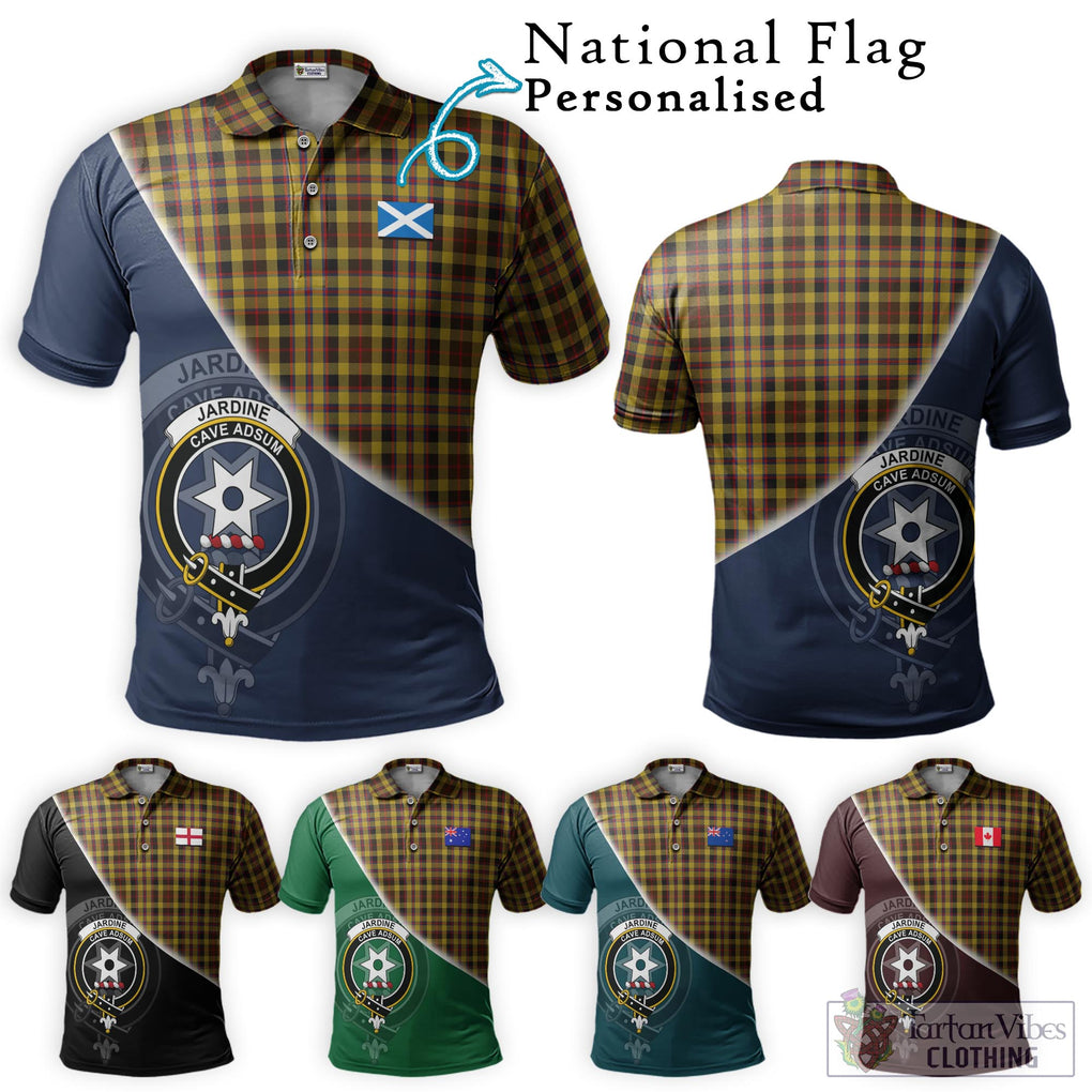 Jardine Tartan Polo Shirt with Personalised National Flag and Family Crest Half Style Maroon - Tartanvibesclothing Shop