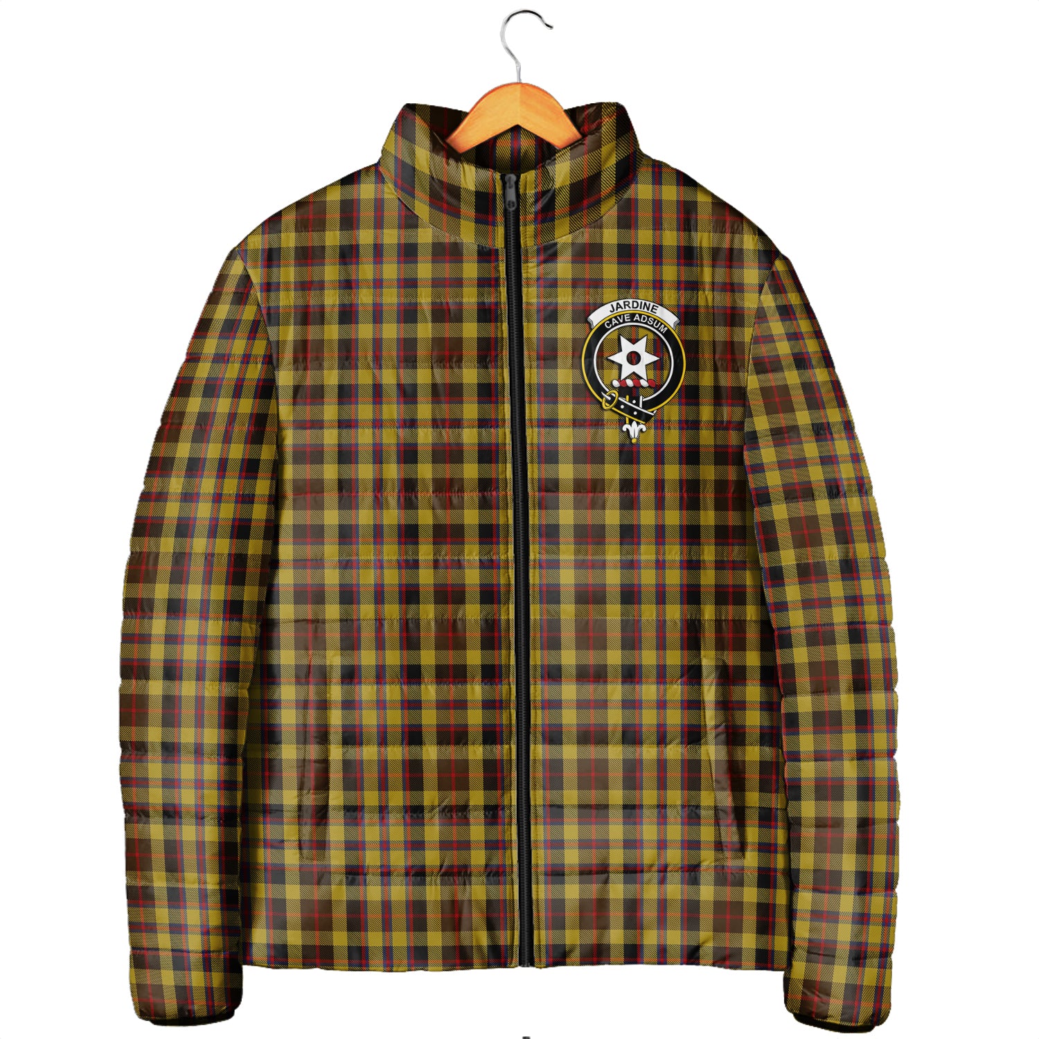 Jardine Tartan Padded Jacket with Family Crest Men's Padded Jacket - Tartan Vibes Clothing