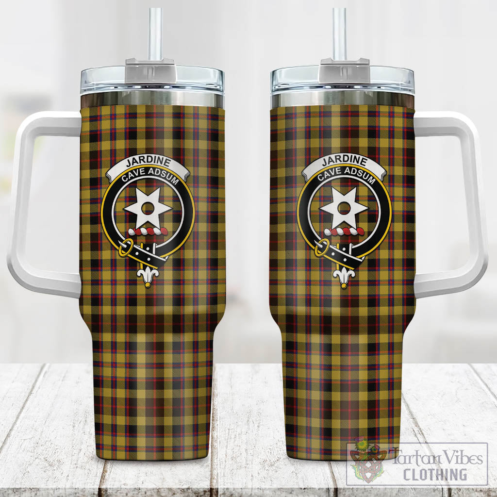 Tartan Vibes Clothing Jardine Tartan and Family Crest Tumbler with Handle