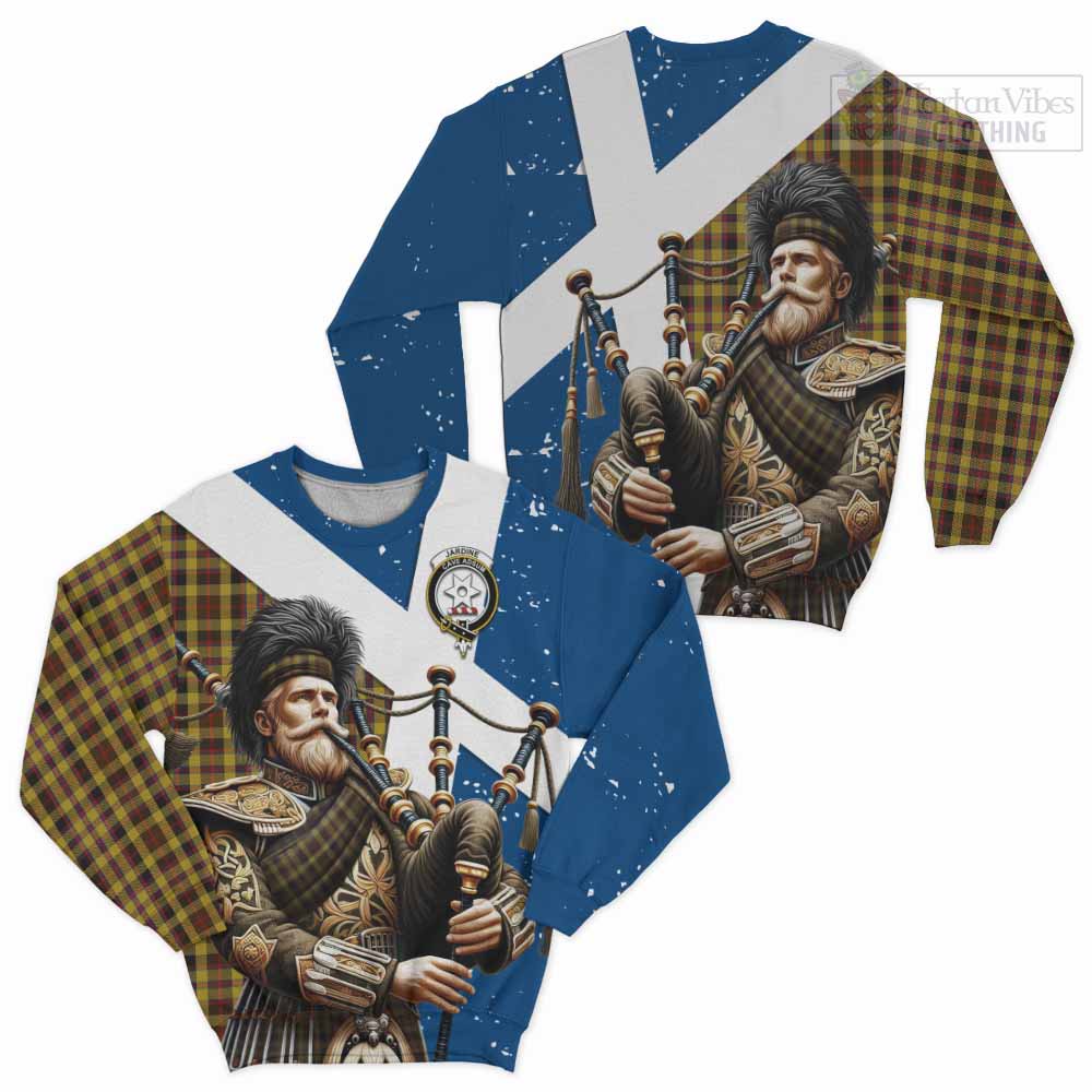 Tartan Vibes Clothing Jardine Tartan Sweatshirt with Family Crest Scottish Bagpiper Vibes