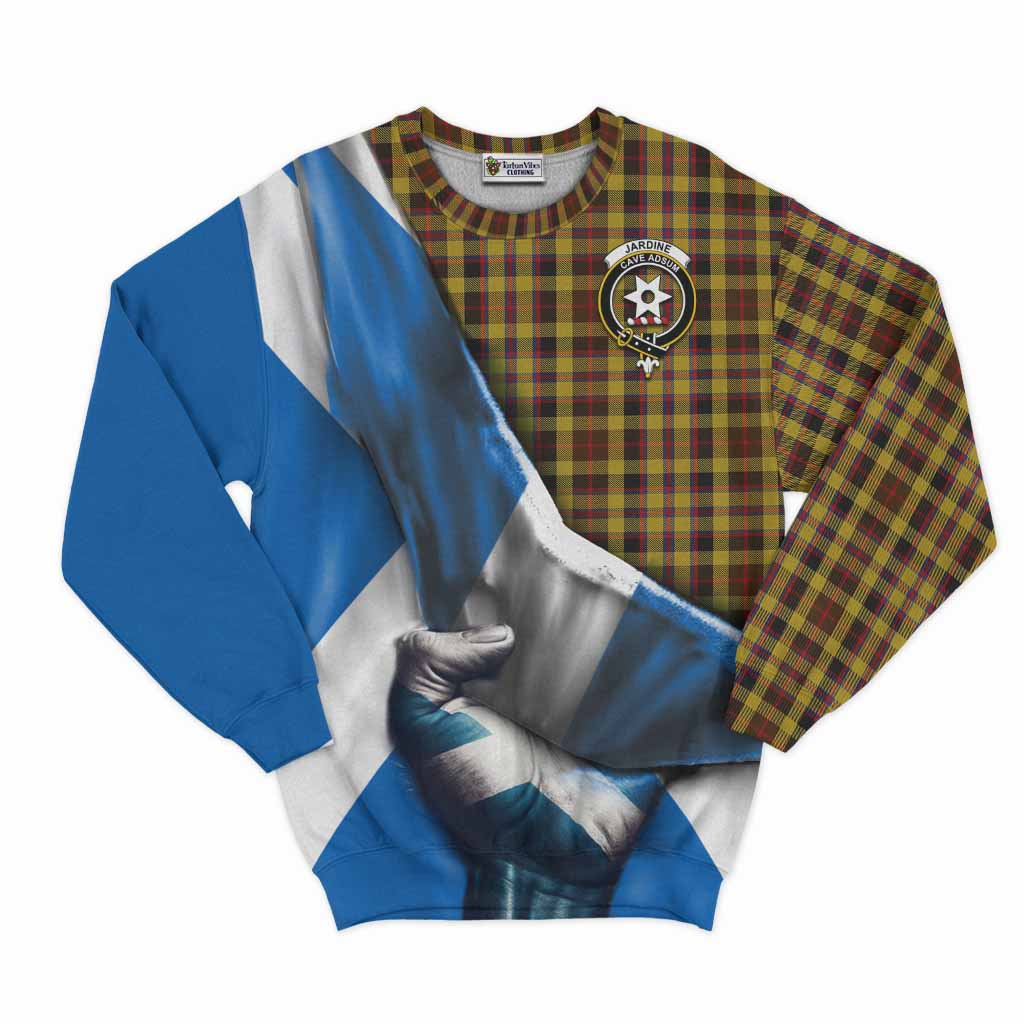 Tartan Vibes Clothing Jardine Tartan Sweatshirt with Family Crest Scotland Patriotic Style