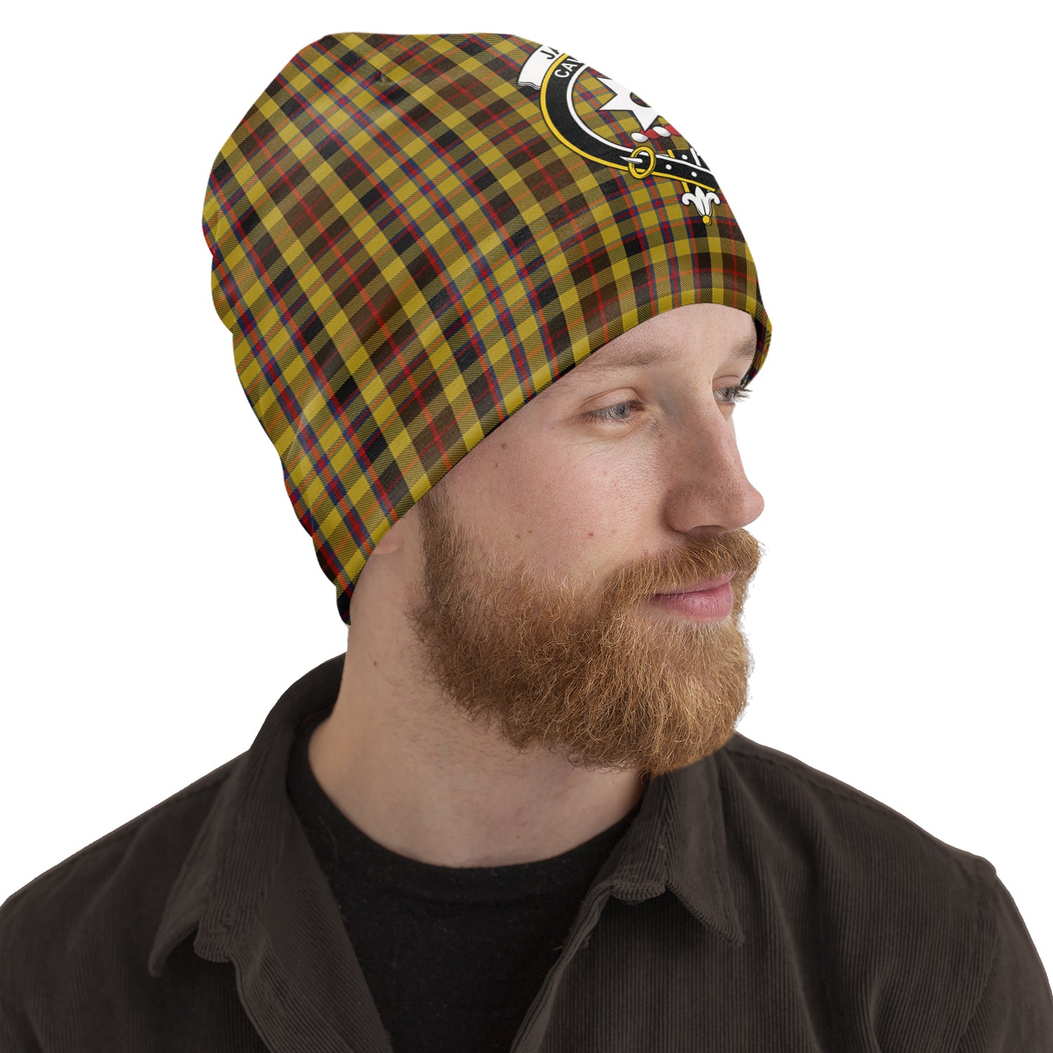 Jardine Tartan Beanies Hat with Family Crest One Size 10.5*10.2 inches - Tartan Vibes Clothing