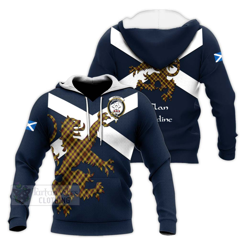 Tartan Vibes Clothing Jardine Tartan Lion Rampant Knitted Hoodie – Proudly Display Your Heritage with Alba Gu Brath and Clan Name