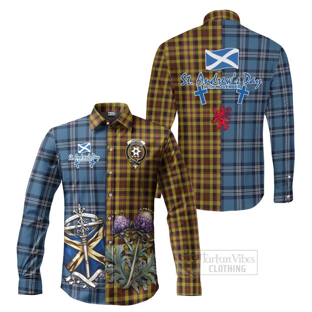 Tartan Vibes Clothing Jardine Tartan Long Sleeve Button Shirt Happy St. Andrew's Day Half Tartan Style