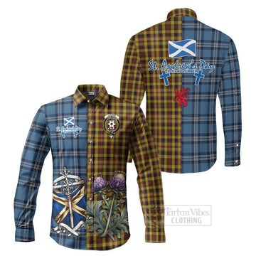 Jardine Tartan Long Sleeve Button Shirt Happy St. Andrew's Day Half Tartan Style