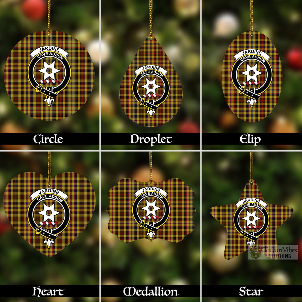 Tartan Vibes Clothing Jardine Tartan Christmas Aluminium Ornament with Family Crest