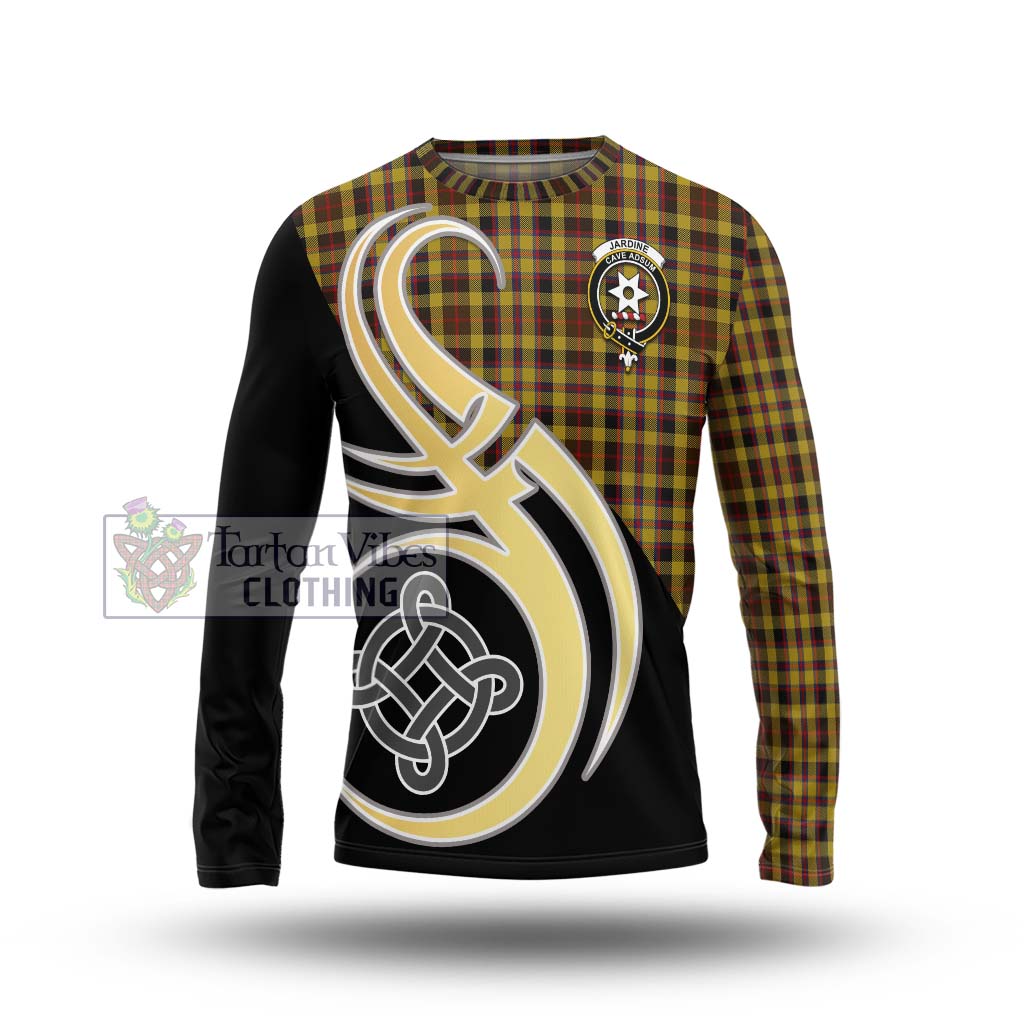 Jardine Tartan Long Sleeve T-Shirt with Family Crest and Celtic Symbol Style Unisex - Tartan Vibes Clothing