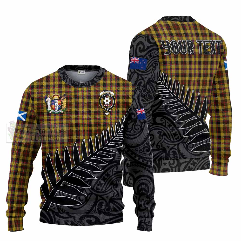 Tartan Vibes Clothing Jardine Crest Tartan Knitted Sweater with New Zealand Silver Fern Half Style