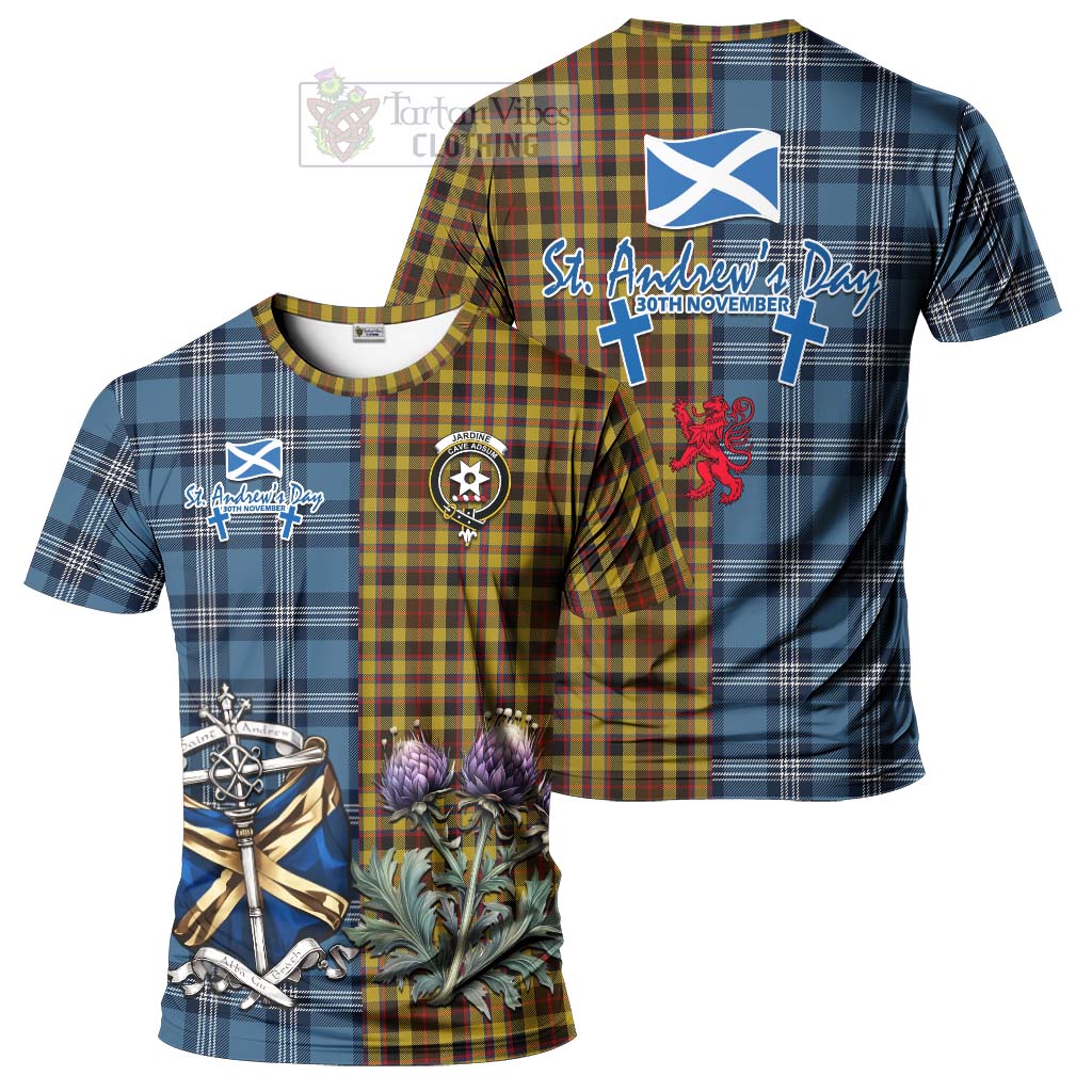 Tartan Vibes Clothing Jardine Tartan T-Shirt Happy St. Andrew's Day Half Tartan Style