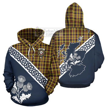 Jardine Tartan Hoodie Featuring Thistle and Scotland Map