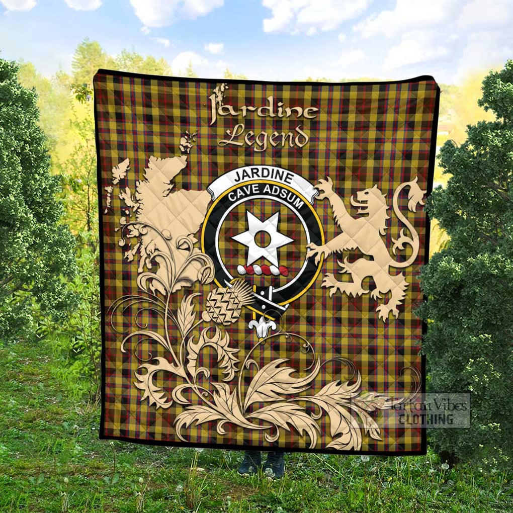 Tartan Vibes Clothing Jardine Tartan Quilt with Family Crest and Scottish Symbol Style