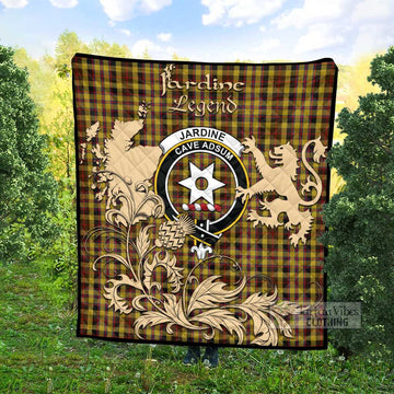 Jardine Tartan Quilt with Family Crest and Scottish Symbol Style