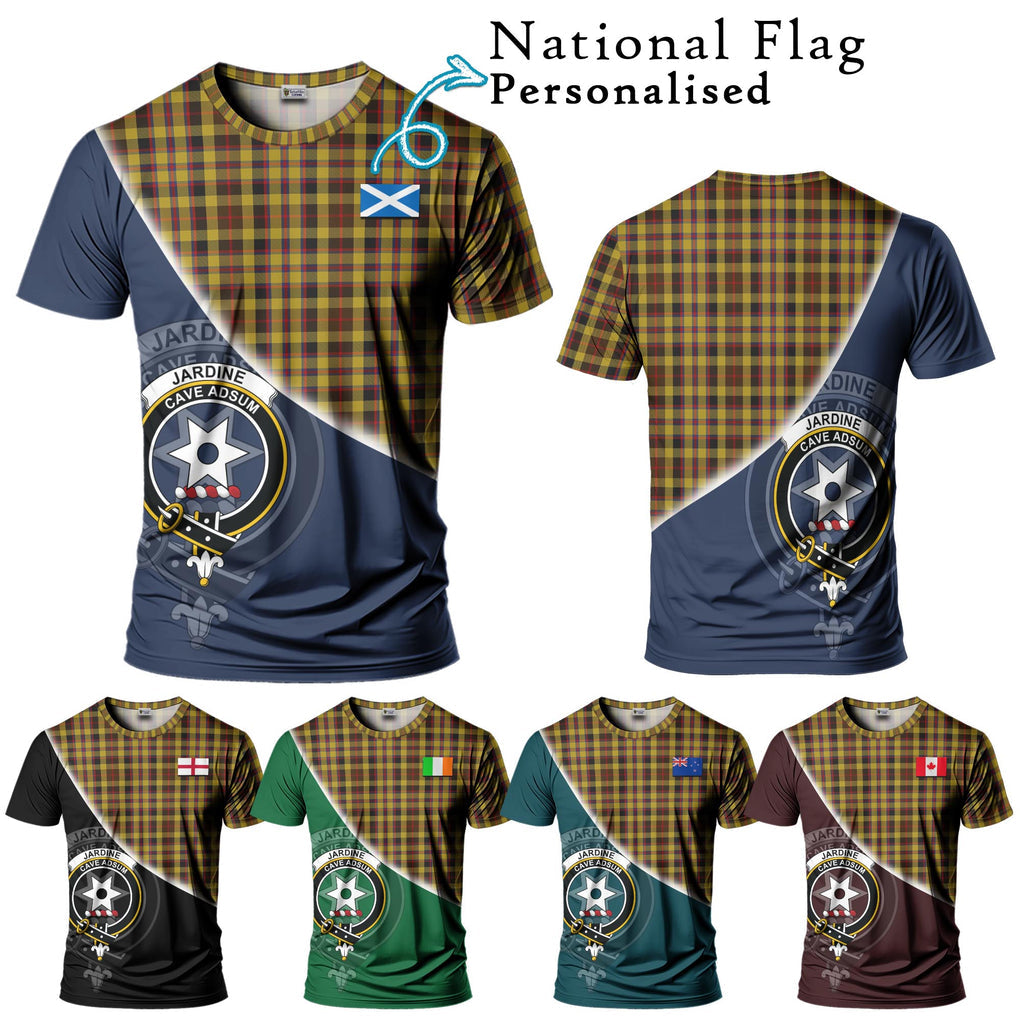 Jardine Tartan T-Shirt with Personalised National Flag and Family Crest Half Style Kid's Shirt - Tartanvibesclothing Shop