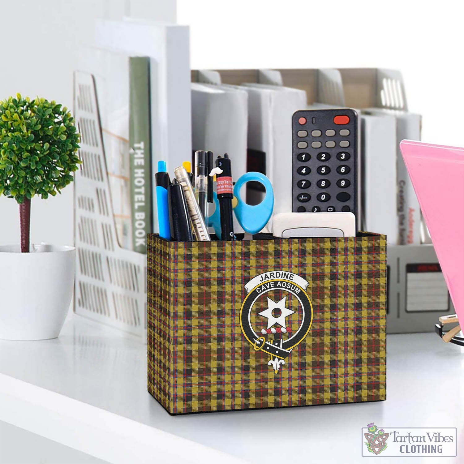 Tartan Vibes Clothing Jardine Tartan Pen Holder with Family Crest