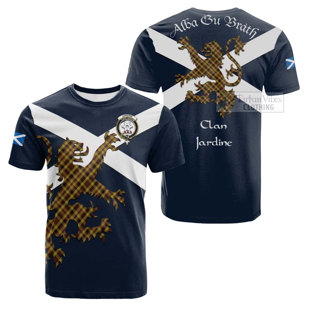 Tartan Vibes Clothing Jardine Tartan Lion Rampant Cotton T-shirt – Proudly Display Your Heritage with Alba Gu Brath and Clan Name