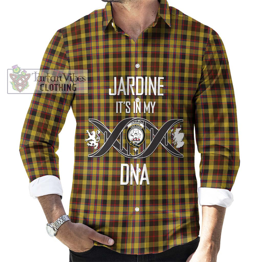 Jardine Tartan Long Sleeve Button Shirt with Family Crest DNA In Me Style Men's Shirt S - Tartanvibesclothing Shop