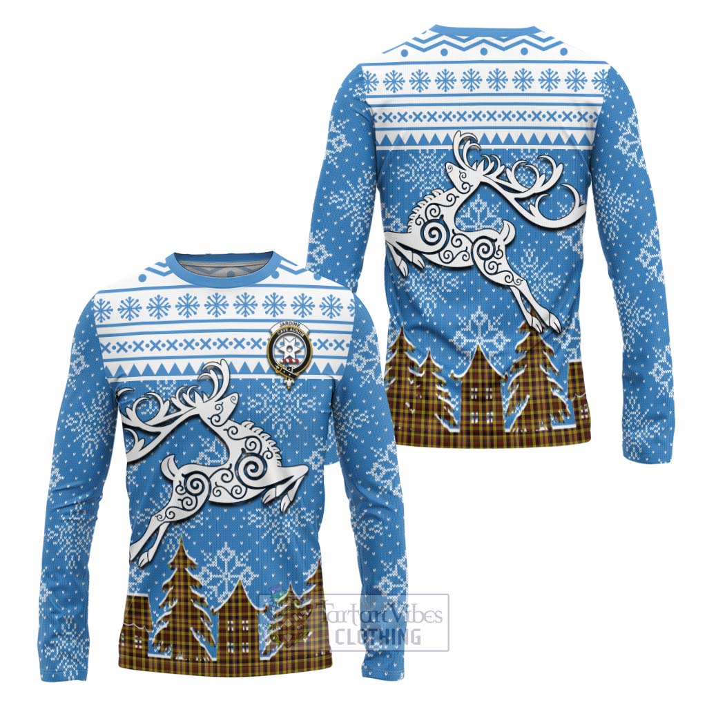 Tartan Vibes Clothing Jardine Clan Christmas Long Sleeve T-Shirt Celtic Reindeer Style