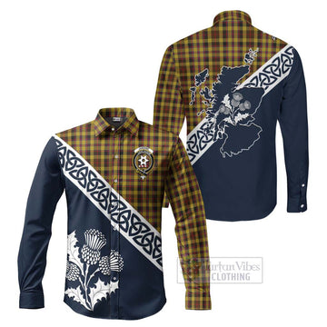 Jardine Tartan Long Sleeve Button Shirt Featuring Thistle and Scotland Map