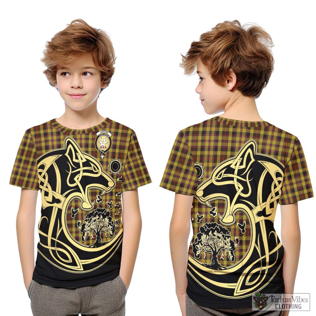 Jardine Tartan Kid T-Shirt with Family Crest Celtic Wolf Style Youth XL Size14 - Tartan Vibes Clothing