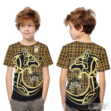 Jardine Tartan Kid T-Shirt with Family Crest Celtic Wolf Style