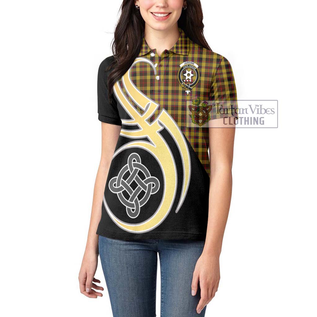 Jardine Tartan Women's Polo Shirt with Family Crest and Celtic Symbol Style Women - Tartan Vibes Clothing