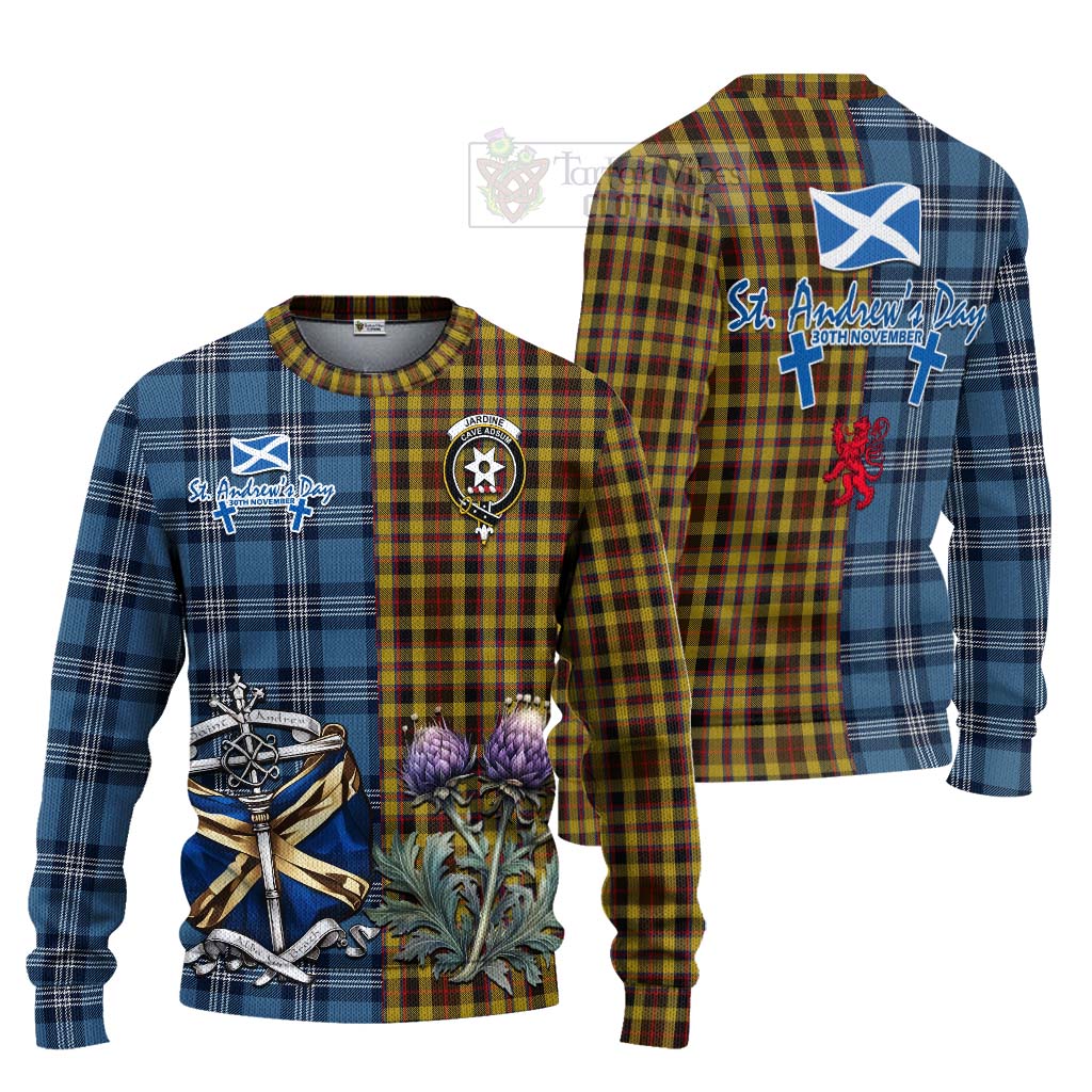 Tartan Vibes Clothing Jardine Tartan Knitted Sweater Happy St. Andrew's Day Half Tartan Style