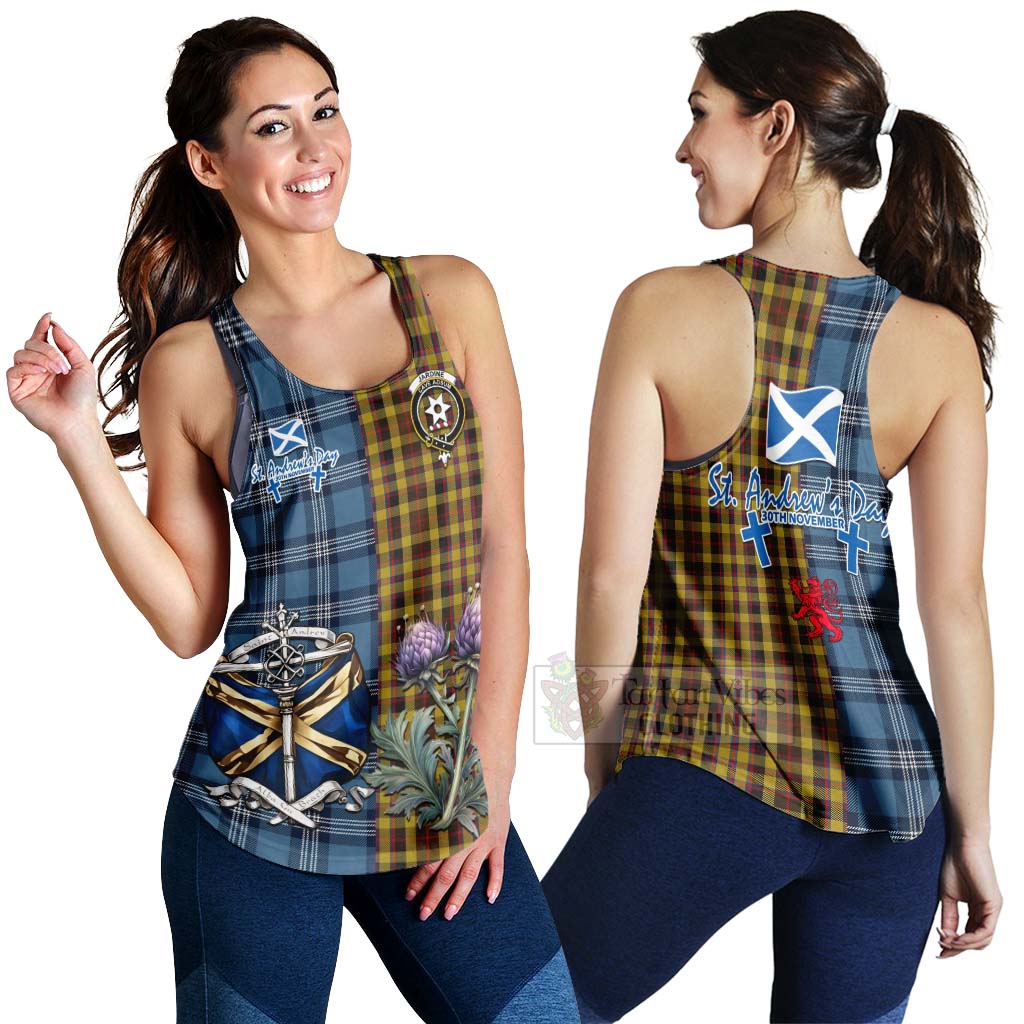 Tartan Vibes Clothing Jardine Tartan Women's Racerback Tanks Happy St. Andrew's Day Half Tartan Style