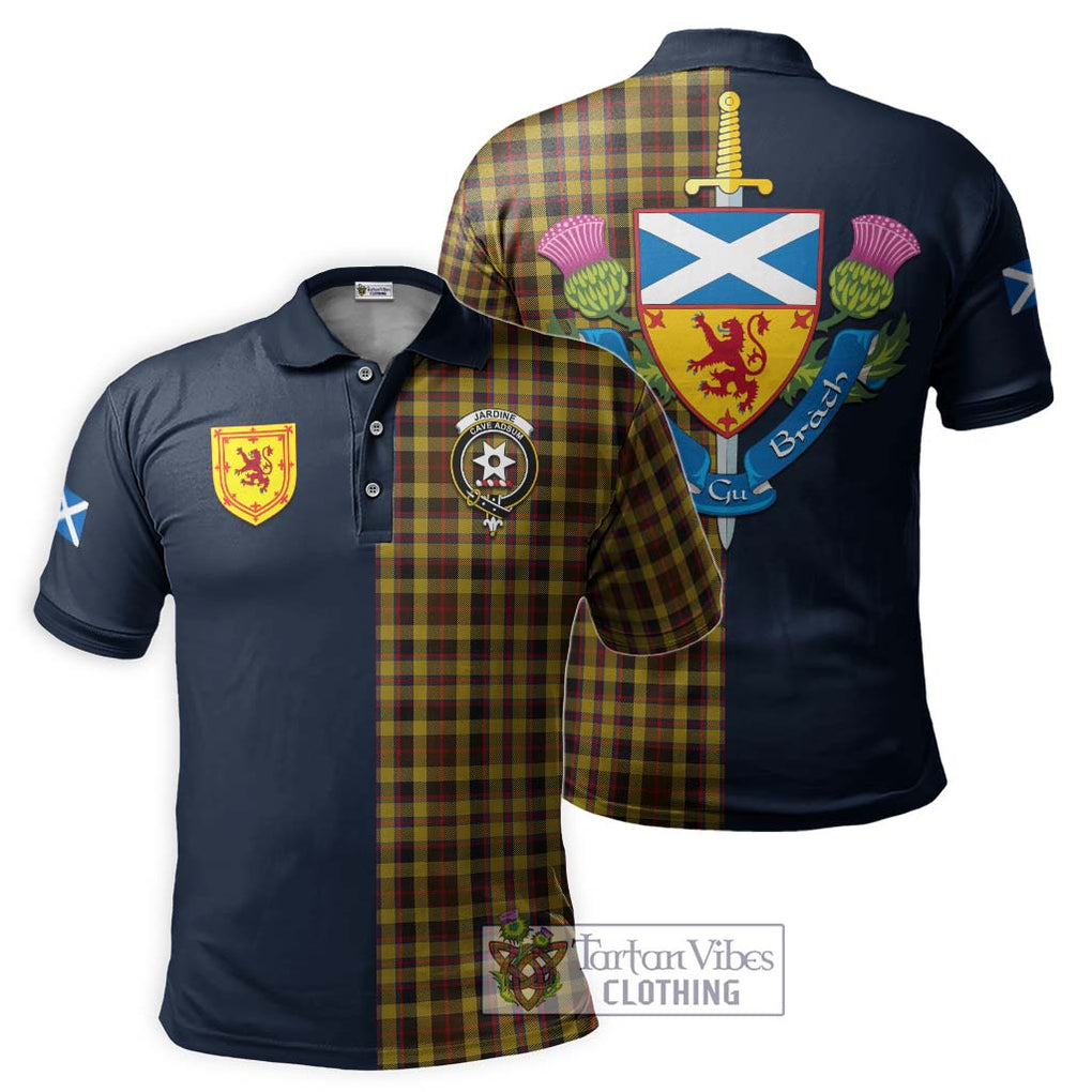 Tartan Vibes Clothing Jardine Tartan Polo Shirt with Scottish Lion Royal Arm Half Style