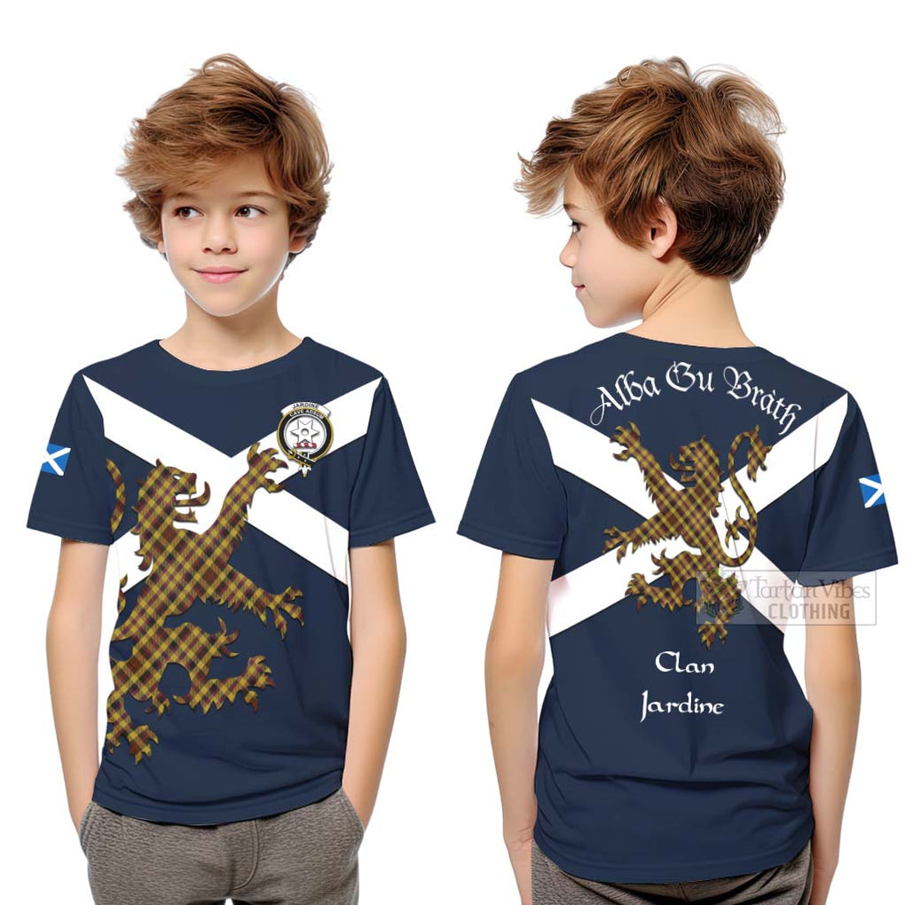 Tartan Vibes Clothing Jardine Tartan Lion Rampant Kid T-Shirt – Proudly Display Your Heritage with Alba Gu Brath and Clan Name