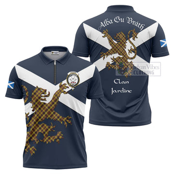 Jardine Tartan Lion Rampant Zipper Polo Shirt Proudly Display Your Heritage with Alba Gu Brath and Clan Name