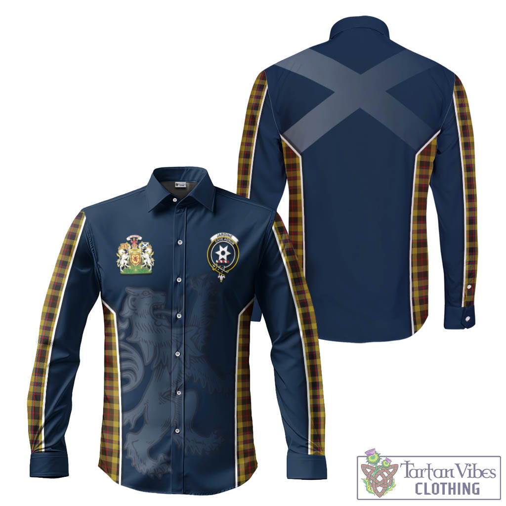 Tartan Vibes Clothing Jardine Tartan Long Sleeve Button Up Shirt with Family Crest and Lion Rampant Vibes Sport Style