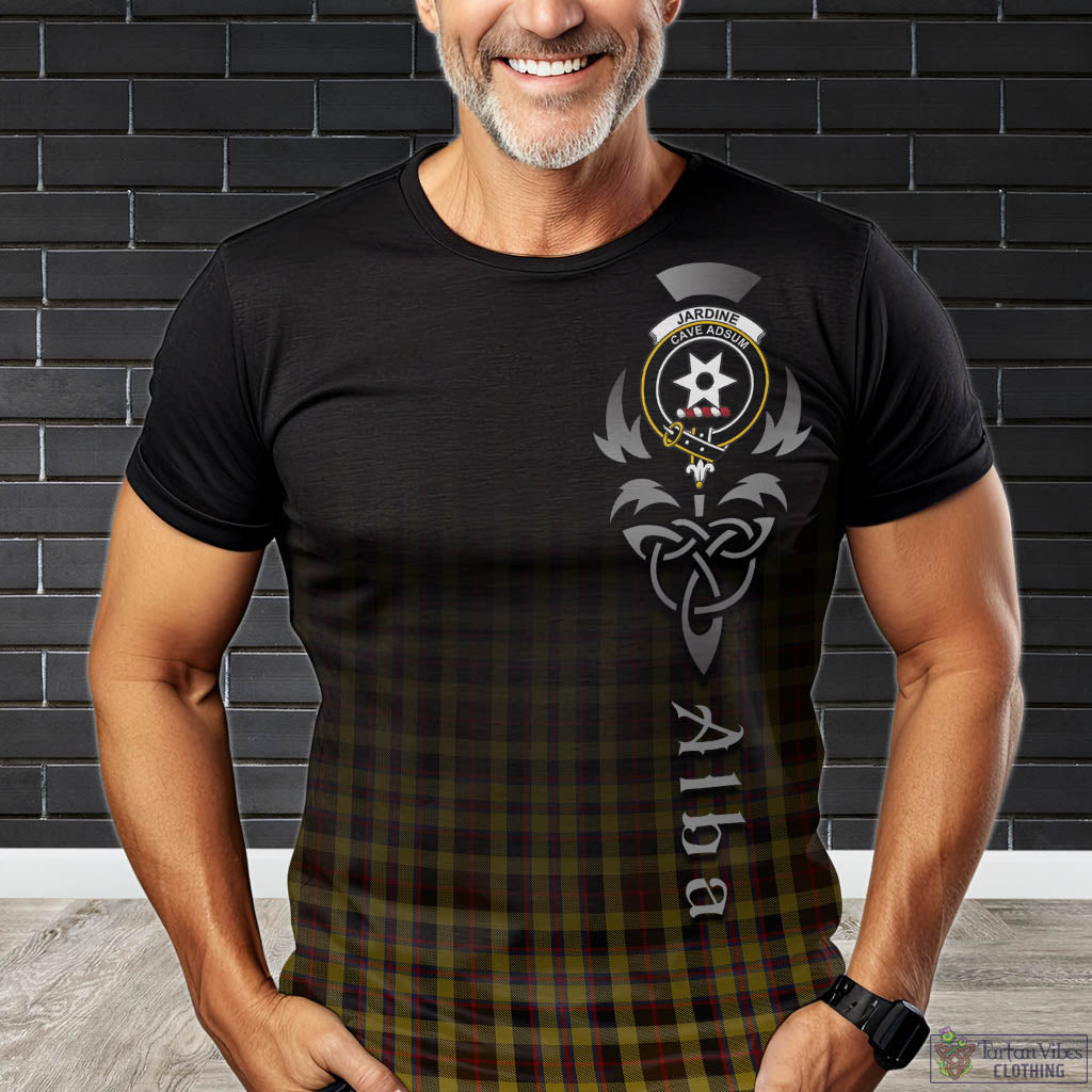 Tartan Vibes Clothing Jardine Tartan T-Shirt Featuring Alba Gu Brath Family Crest Celtic Inspired