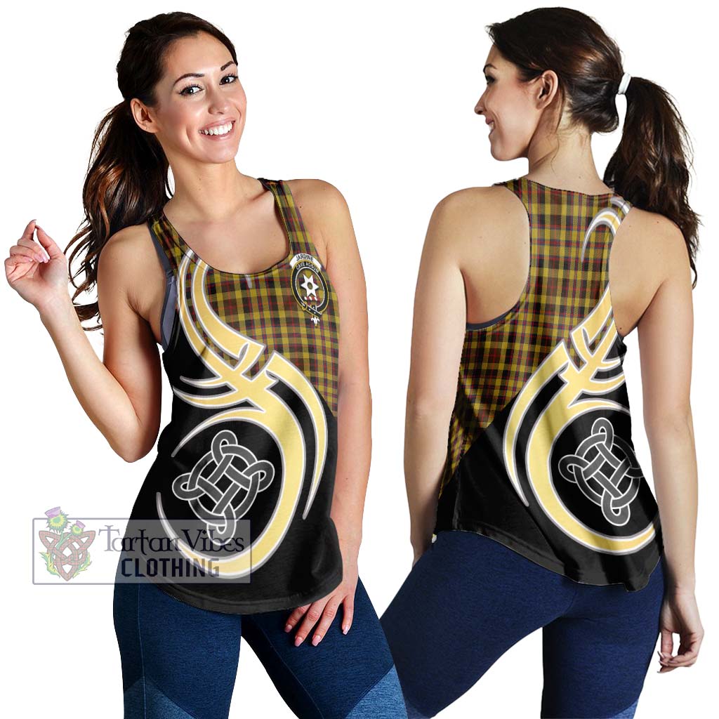 Jardine Tartan Women's Racerback Tanks with Family Crest and Celtic Symbol Style 4XL - Tartan Vibes Clothing