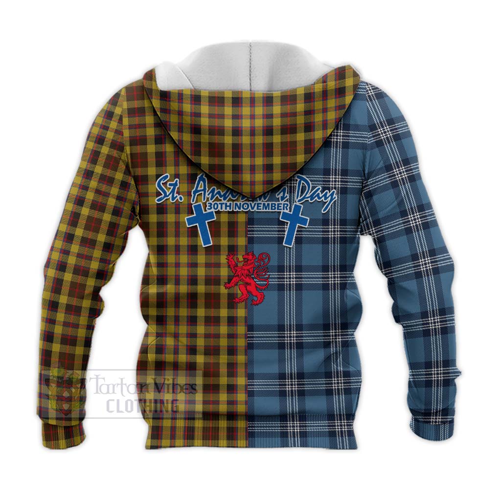 Tartan Vibes Clothing Jardine Tartan Knitted Hoodie Happy St. Andrew's Day Half Tartan Style