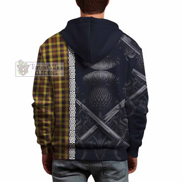 Jardine Tartan Hoodie with Family Crest Cross Sword Thistle Celtic Vibes