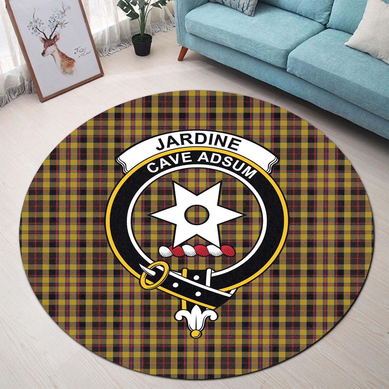 jardine-tartan-round-rug-with-family-crest