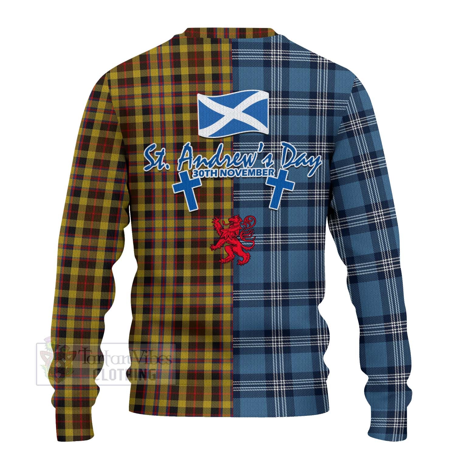 Tartan Vibes Clothing Jardine Tartan Knitted Sweater Happy St. Andrew's Day Half Tartan Style