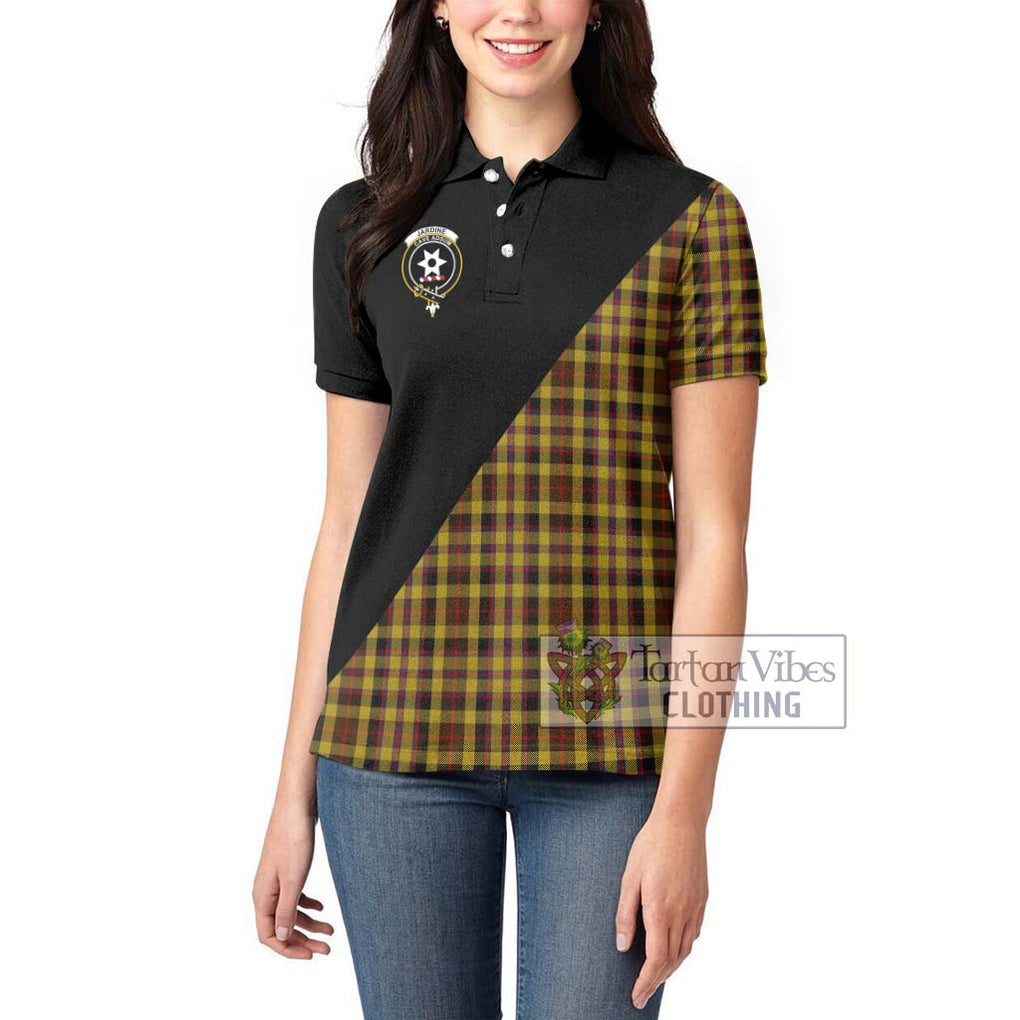 Jardine Tartan Women's Polo Shirt with Family Crest and Military Logo Style - Tartanvibesclothing Shop