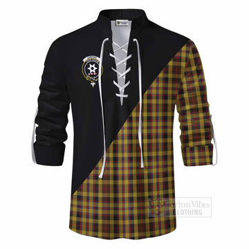 Jardine Tartan Ghillie Kilt Shirt with Family Crest and Military Logo Style - Tartan Vibes Clothing