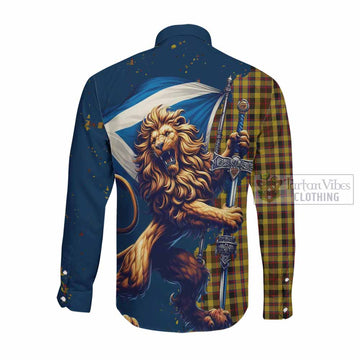 Jardine Tartan Family Crest Long Sleeve Button Shirt with Scottish Majestic Lion Men's Shirt - Tartan Vibes Clothing