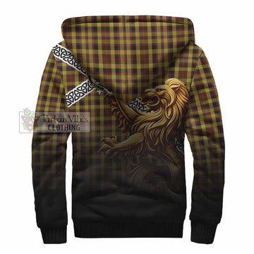 Jardine Crest Tartan Sherpa Hoodie with Golden Lion Emblem Celtic Style - Tartan Vibes Clothing